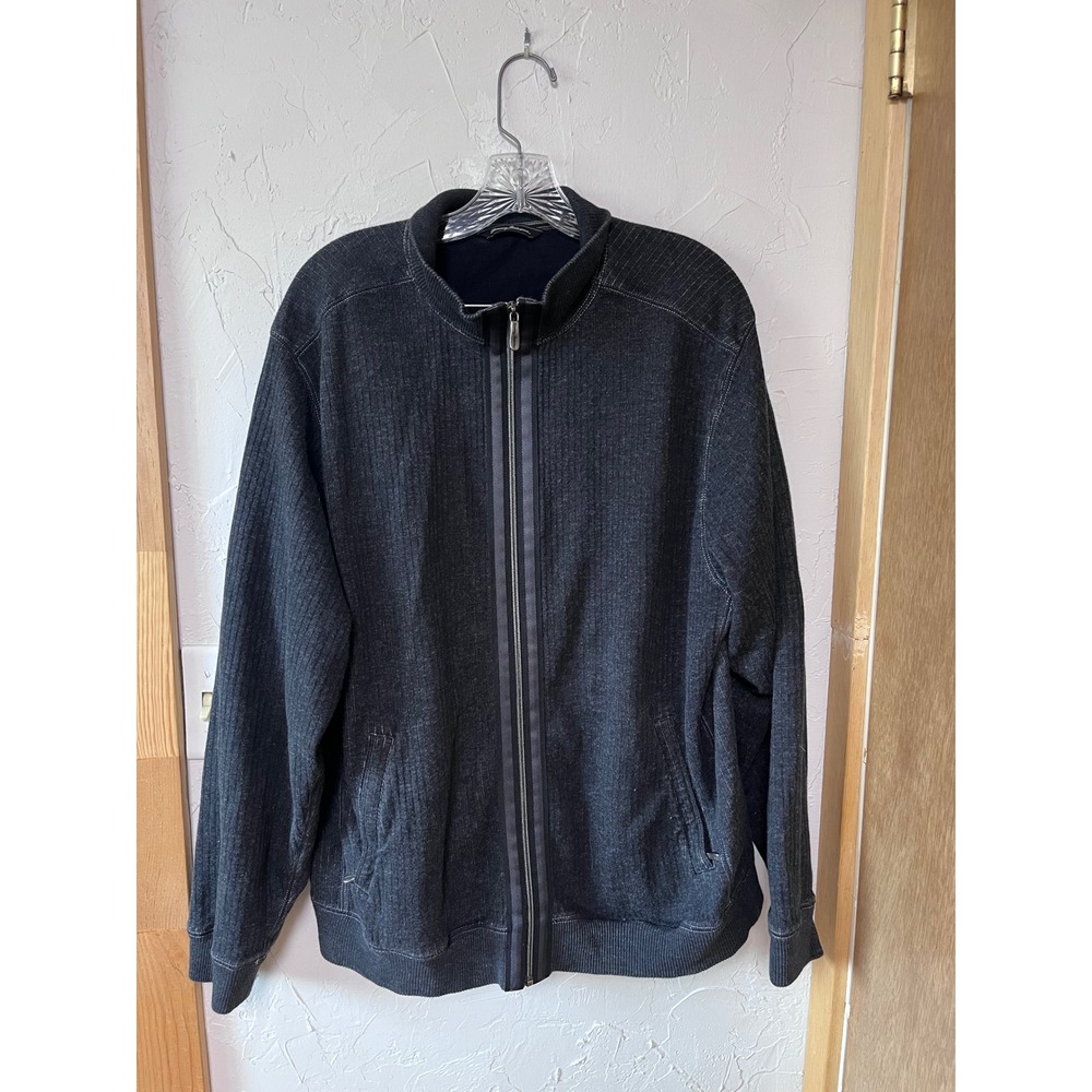 Tommy Bahama‎ Mens Dark Gray Ribbed Full Zip Jacket XL TG